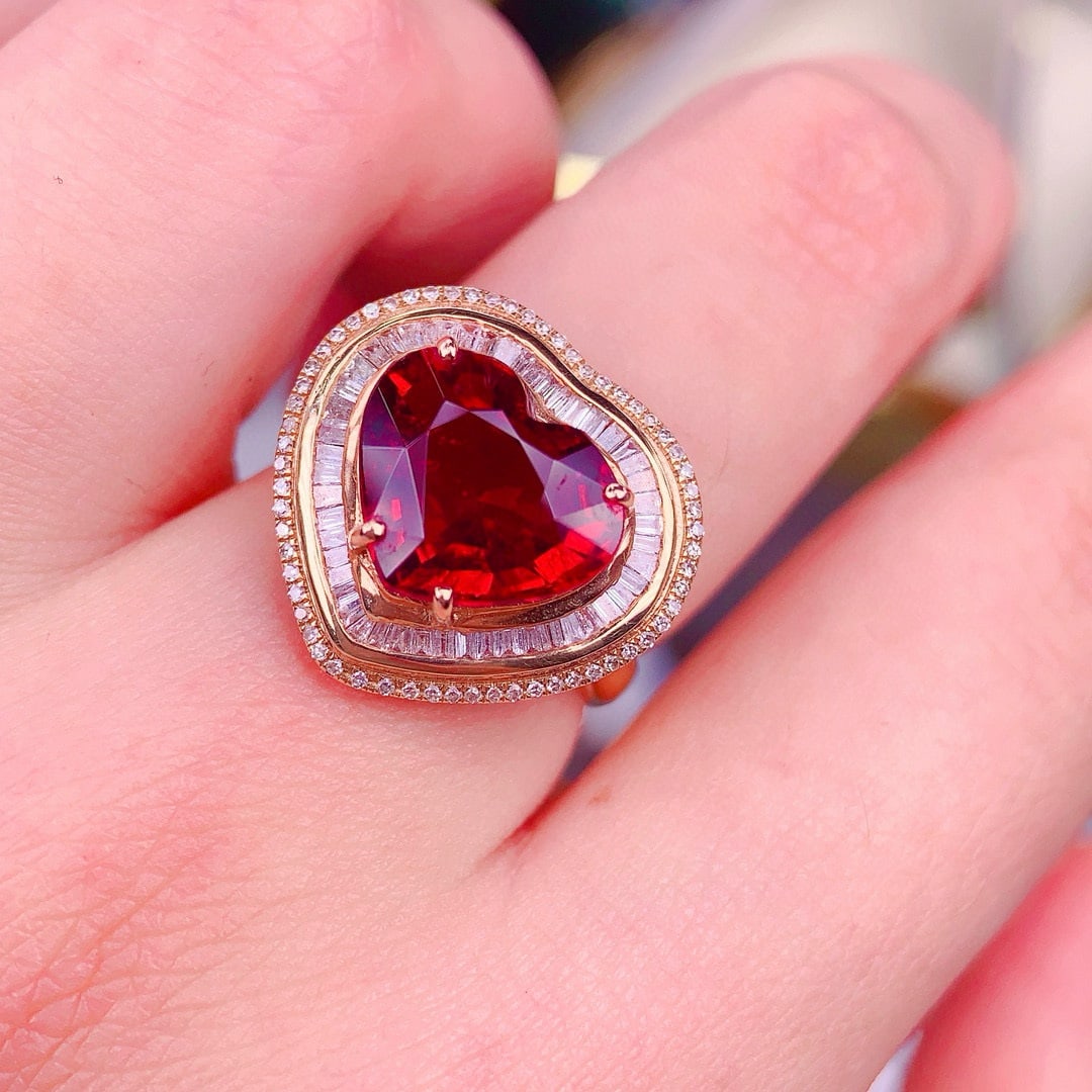14k Gold 6.3 Ct Natural Tourmaline & Diamond Ring - 5