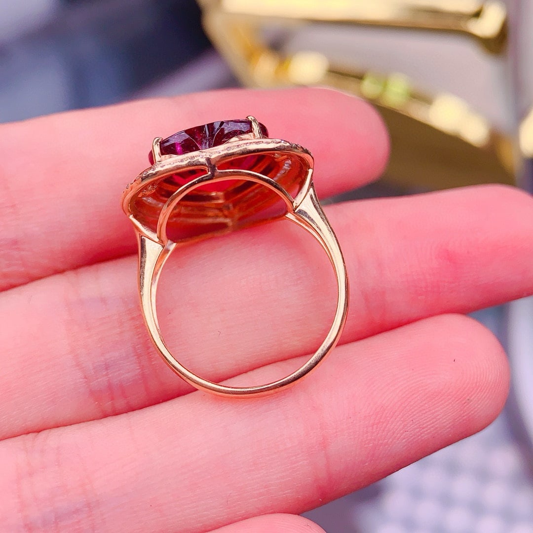 14k Gold 6.3 Ct Natural Tourmaline & Diamond Ring - 6