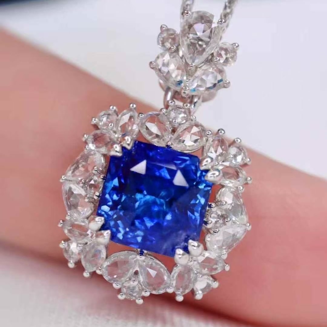 14k Gold 2.87 Ctw Natural Sapphire & Sapphire Pendant( Without Chain ) - 2