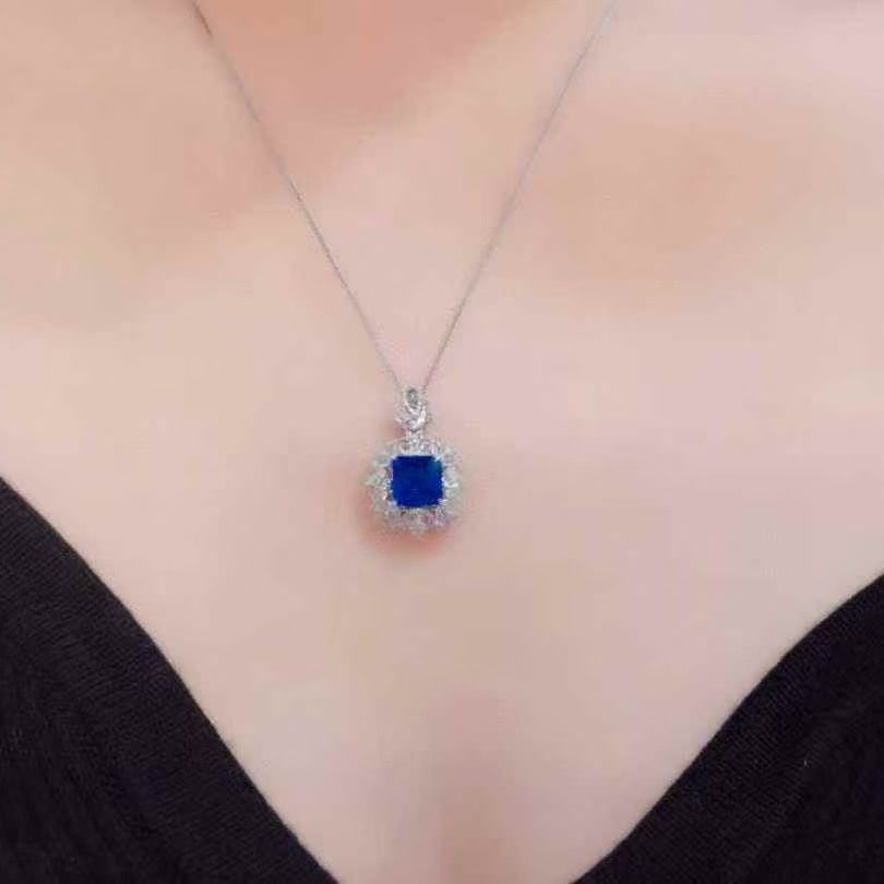 14k Gold 2.87 Ctw Natural Sapphire & Sapphire Pendant( Without Chain ) - 5