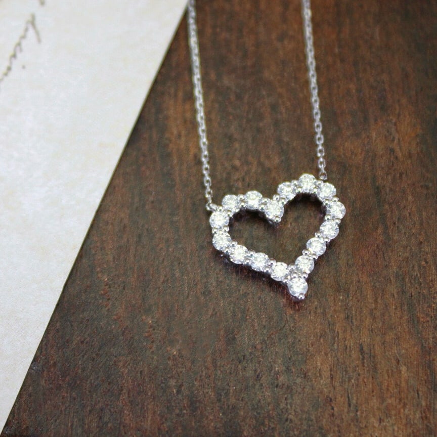 14k Gold 0.50 Ct Natural H Diamond Necklace - 2