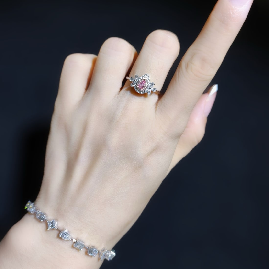 14k Gold 0.51 Ctw Natural Pink Diamond & Diamond Ring - 3