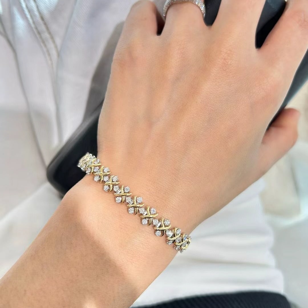 14k Gold 2.95 Ct Natural H Diamond Bracelet - 7
