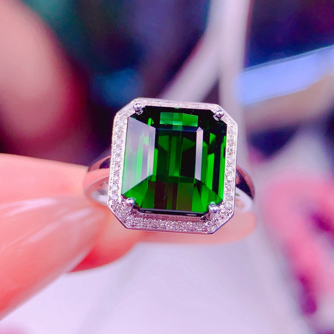 14k Gold 6.8 Ct Natural Tourmaline & Diamond Ring - 5