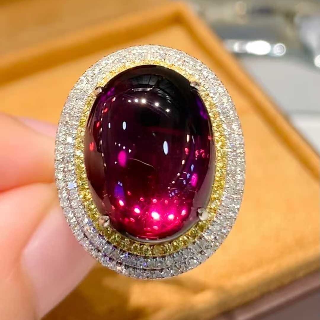 14k Gold 7.2 Ct Natural Tourmaline & Diamond Ring - 3