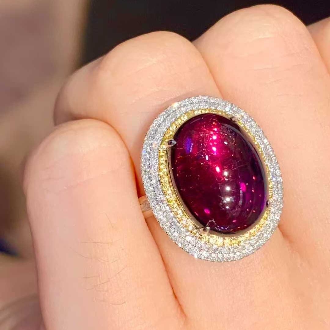 14k Gold 7.2 Ct Natural Tourmaline & Diamond Ring - 5