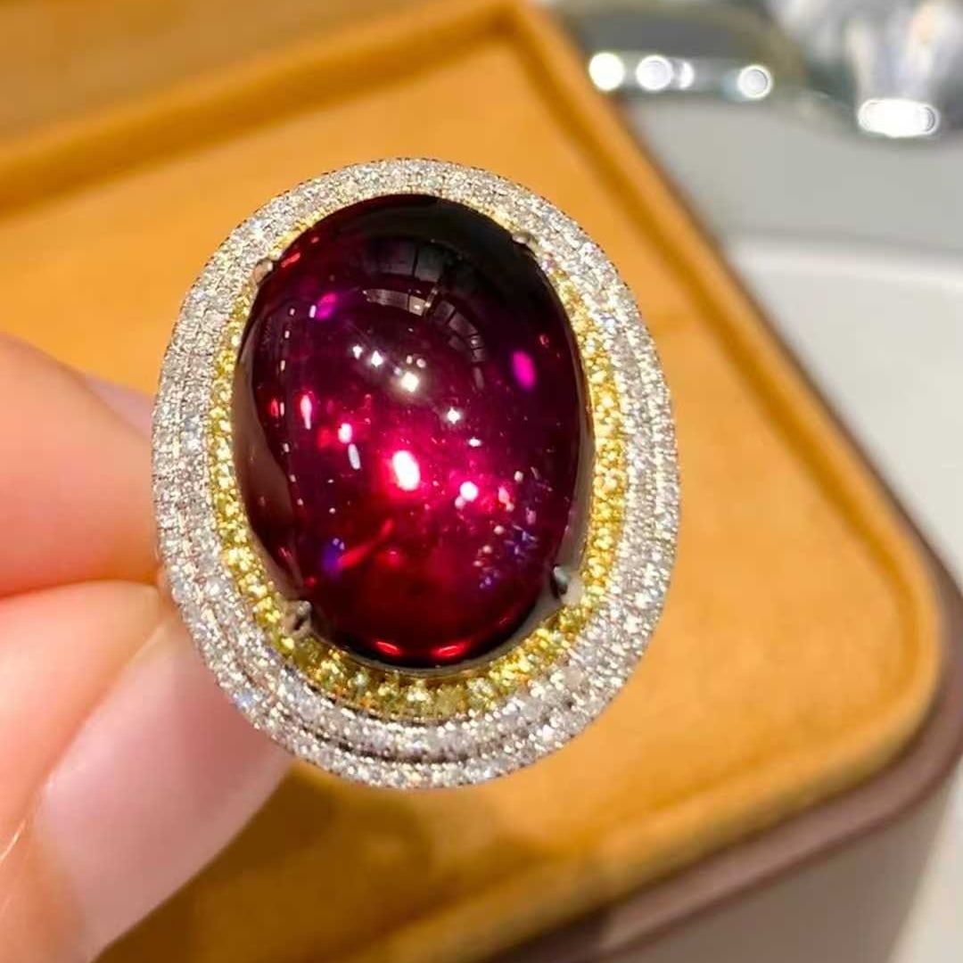 14k Gold 7.2 Ct Natural Tourmaline & Diamond Ring - 6
