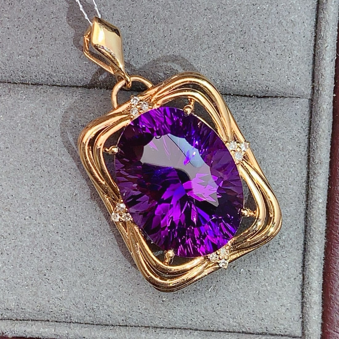 14k Gold 19.90 Ctw Natural Amethyst & Diamond Jewelry Set - 3