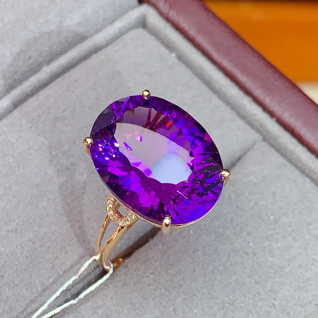 14k Gold 19.90 Ctw Natural Amethyst & Diamond Jewelry Set - 4