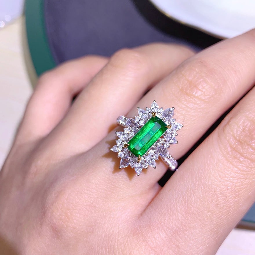 14k Gold 2.38 Ctw Vivid Green Natural Emerald & Diamond Ring/pendant( Without Chain ) - 6