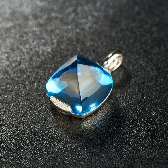 14k Gold 22 Ct Natural Topaz & Diamond Pendant( Without Chain ) - 5