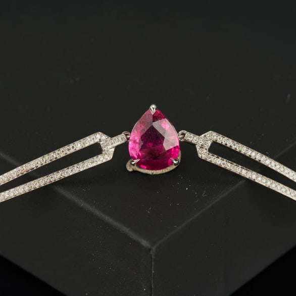 14k Gold 2.14 Ctw Natural Tourmaline & Diamond Bracelet - 4