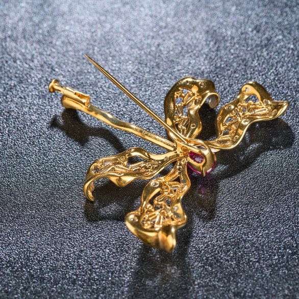 14k Gold 2.0 Ctw Natural Ruby & Diamond Brooch/pendant( Without Chain ) - 6