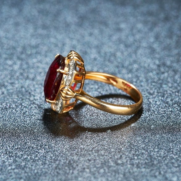 14k Gold 7.05 Ctw Natural Tourmaline & Diamond Ring - 4