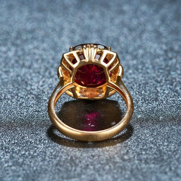 14k Gold 7.05 Ctw Natural Tourmaline & Diamond Ring - 5