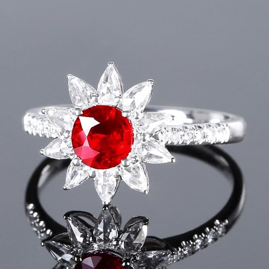 14k Gold 1.43 Ctw Natural Ruby & Diamond Ring - 2