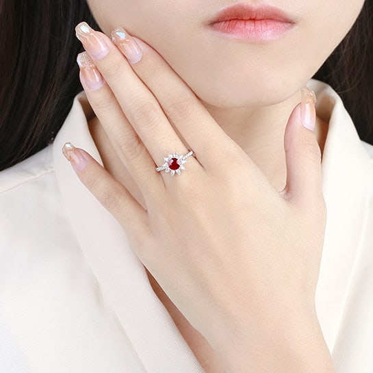 14k Gold 1.43 Ctw Natural Ruby & Diamond Ring - 6