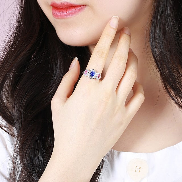 14k Gold 1.25 Ctw Natural Sapphire & Sapphire Ring - 6