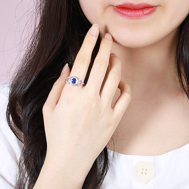 14k Gold 1.25 Ctw Natural Sapphire & Sapphire Ring - 7