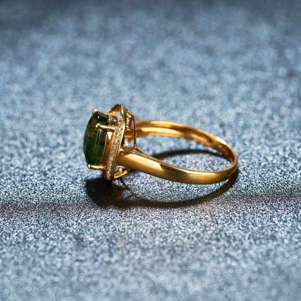14k Gold 3.2 Ct Natural Tourmaline & Diamond Ring - 4