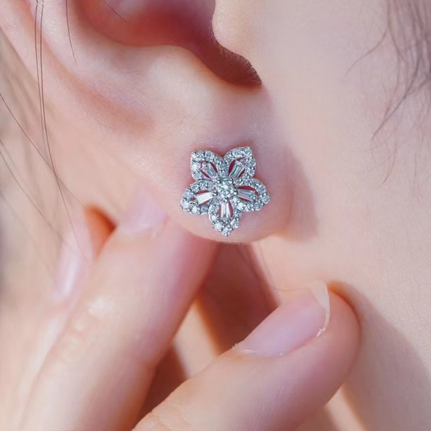 14k Gold 0.8 Ct Natural H Diamond Earrings - 4