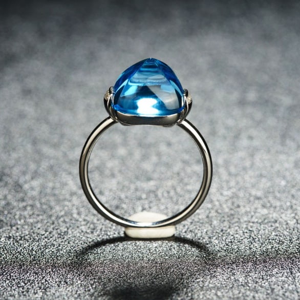 14k Gold 8.29 Ct Natural Topaz & Diamond Ring - 7