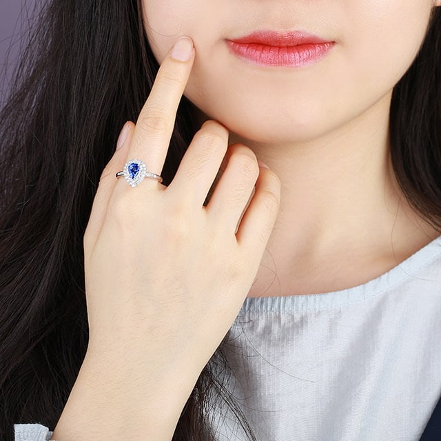 14k Gold 1.37 Ctw Natural Sapphire & Diamond Ring - 7
