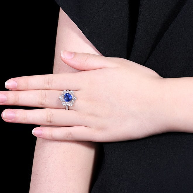 14k Gold 4.29 Ctw Natural Sapphire & Diamond Ring/pendant( Without Chain ) - 6
