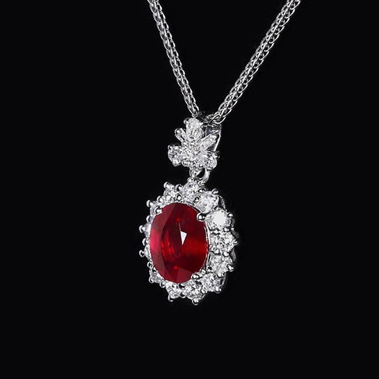 14k Gold 1.40 Ctw Natural Ruby & Diamond Pendant( Without Chain ) - 2