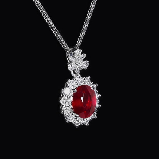 14k Gold 1.40 Ctw Natural Ruby & Diamond Pendant( Without Chain ) - 3