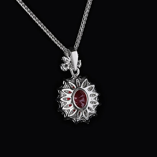 14k Gold 1.40 Ctw Natural Ruby & Diamond Pendant( Without Chain ) - 4