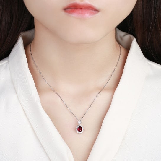 14k Gold 1.40 Ctw Natural Ruby & Diamond Pendant( Without Chain ) - 5