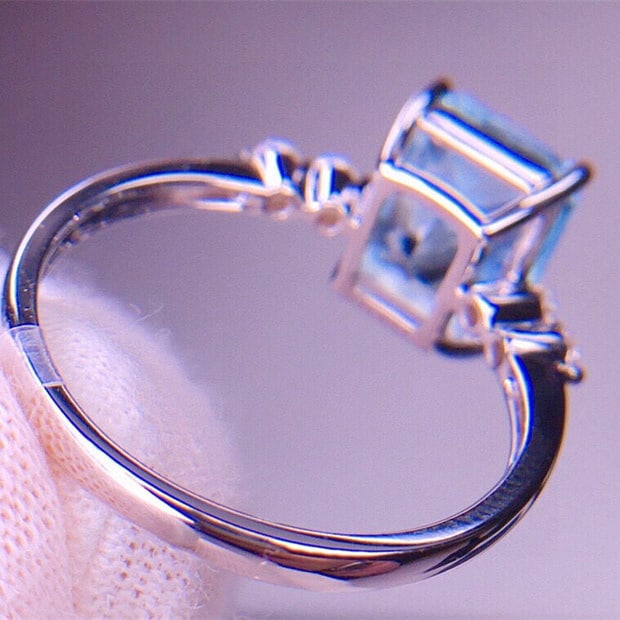 14k Gold 3.96 Ct Natural Aquamarine & Diamond Ring - 6