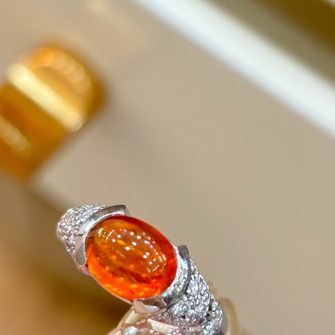 14k Gold 3.48 Ctw Natural Spessartine & Diamond Ring - 3