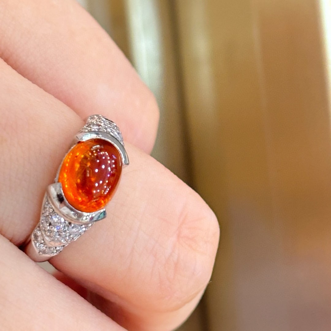 14k Gold 3.48 Ctw Natural Spessartine & Diamond Ring - 5
