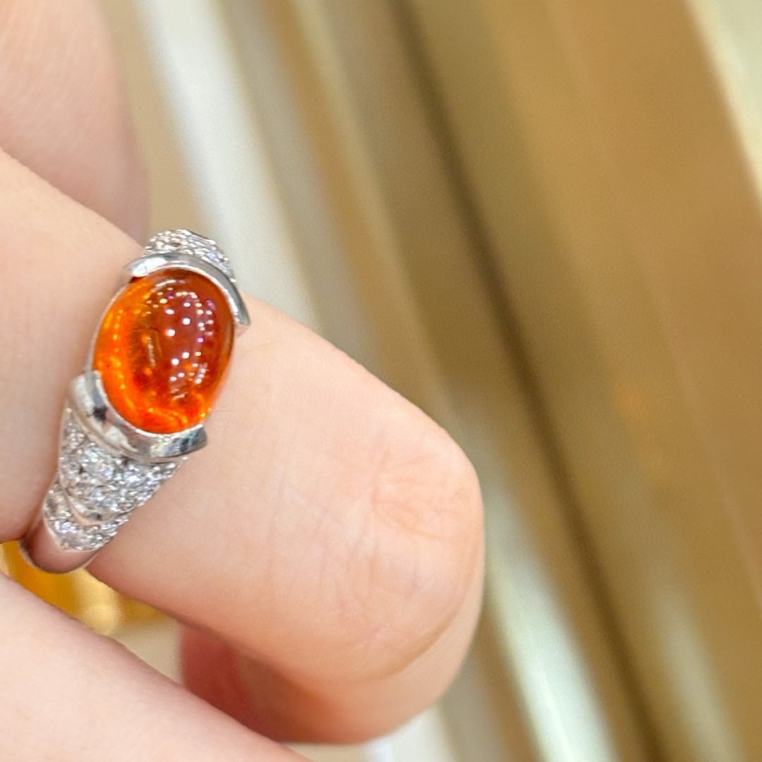 14k Gold 3.48 Ctw Natural Spessartine & Diamond Ring - 6