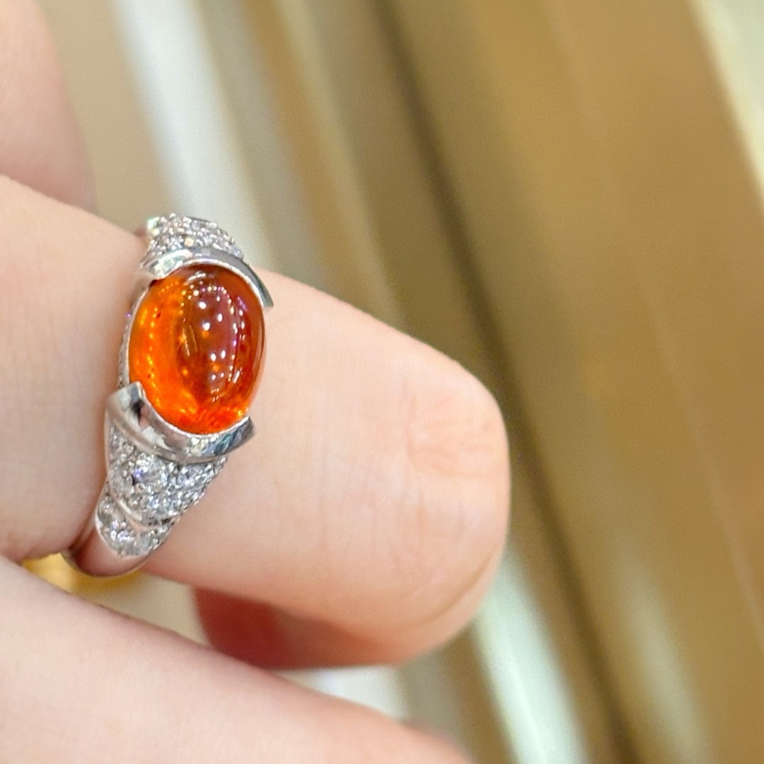 14k Gold 3.48 Ctw Natural Spessartine & Diamond Ring - 7