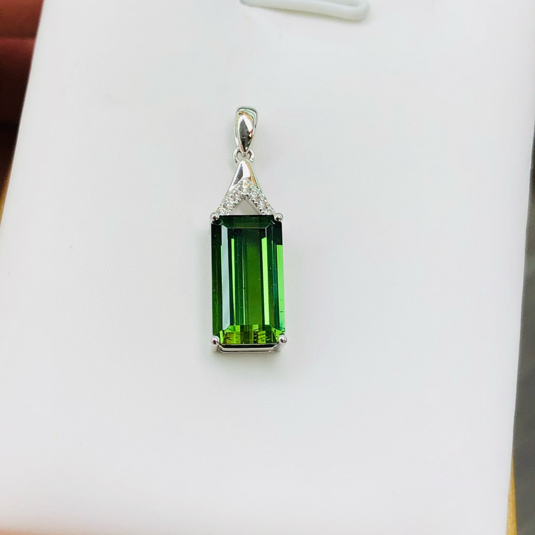 14k Gold 3.09 Ctw Natural Tourmaline & Diamond Pendant( Without Chain ) - 3