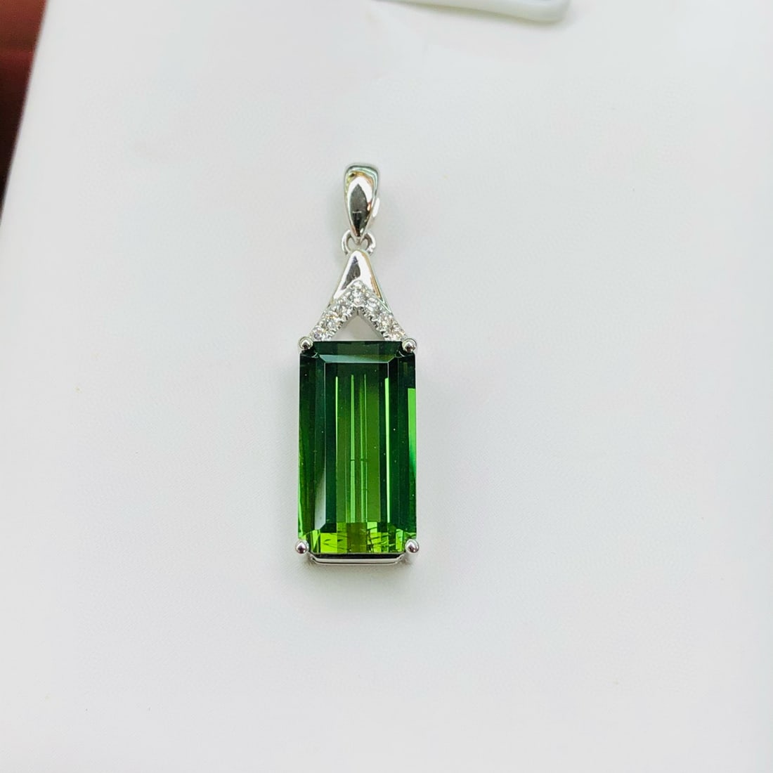 14k Gold 3.09 Ctw Natural Tourmaline & Diamond Pendant( Without Chain ) - 4