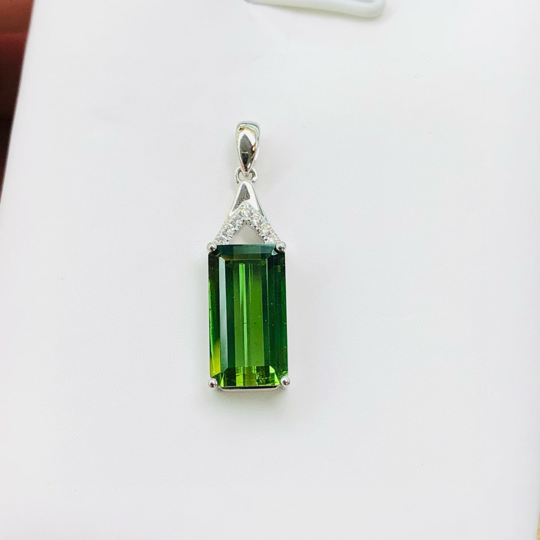 14k Gold 3.09 Ctw Natural Tourmaline & Diamond Pendant( Without Chain ) - 5