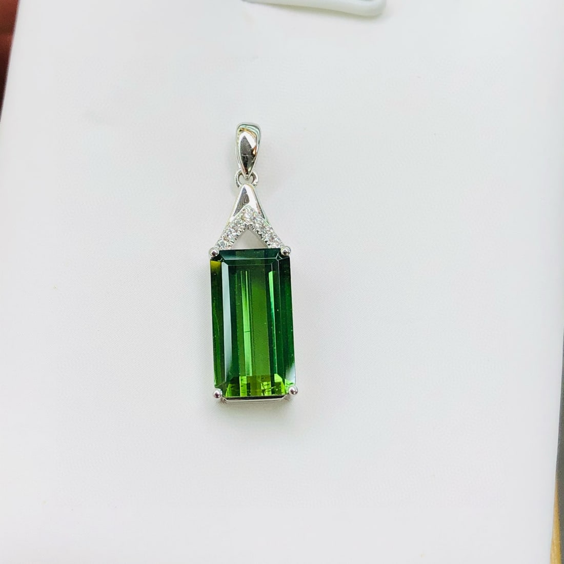 14k Gold 3.09 Ctw Natural Tourmaline & Diamond Pendant( Without Chain ) - 6