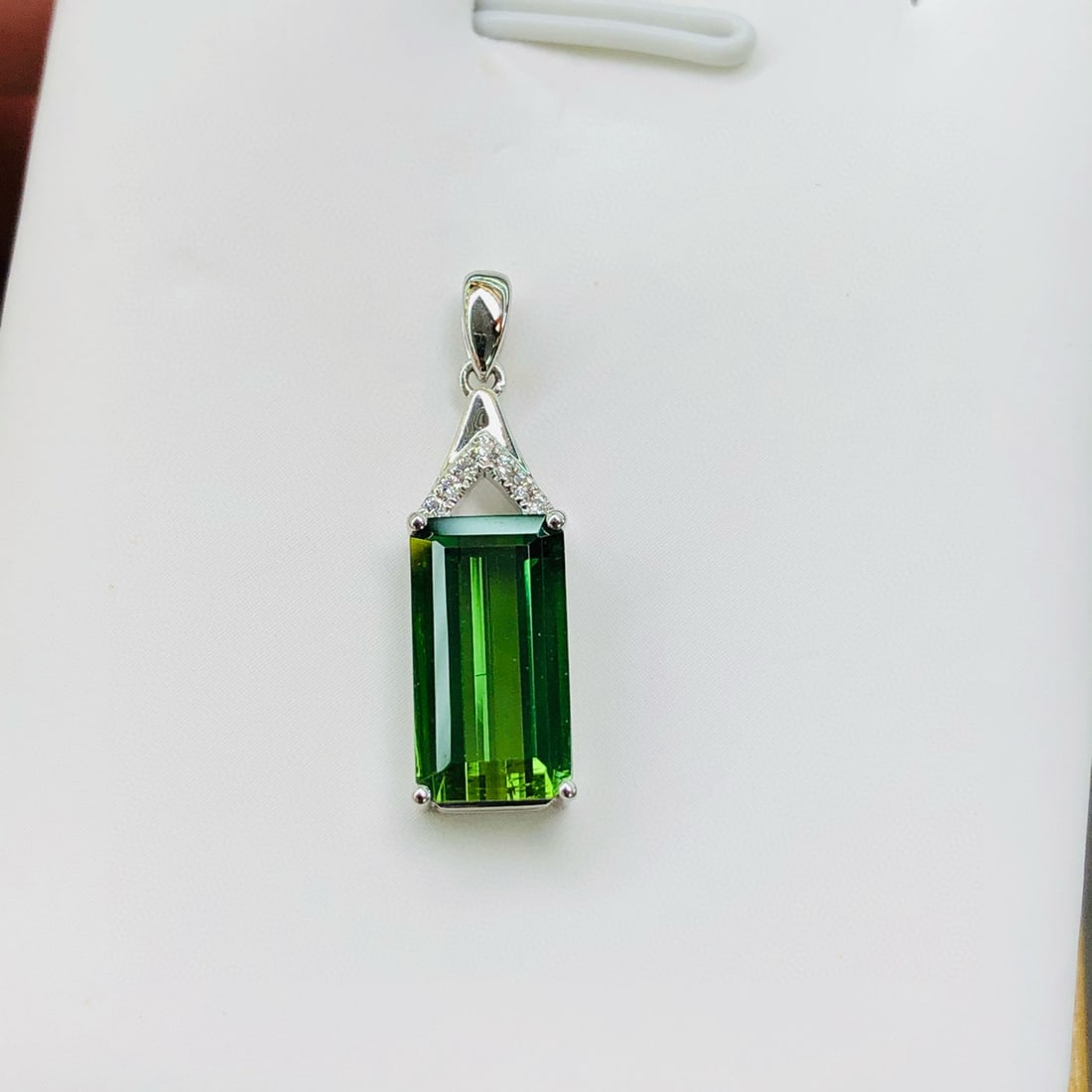 14k Gold 3.09 Ctw Natural Tourmaline & Diamond Pendant( Without Chain ) - 7