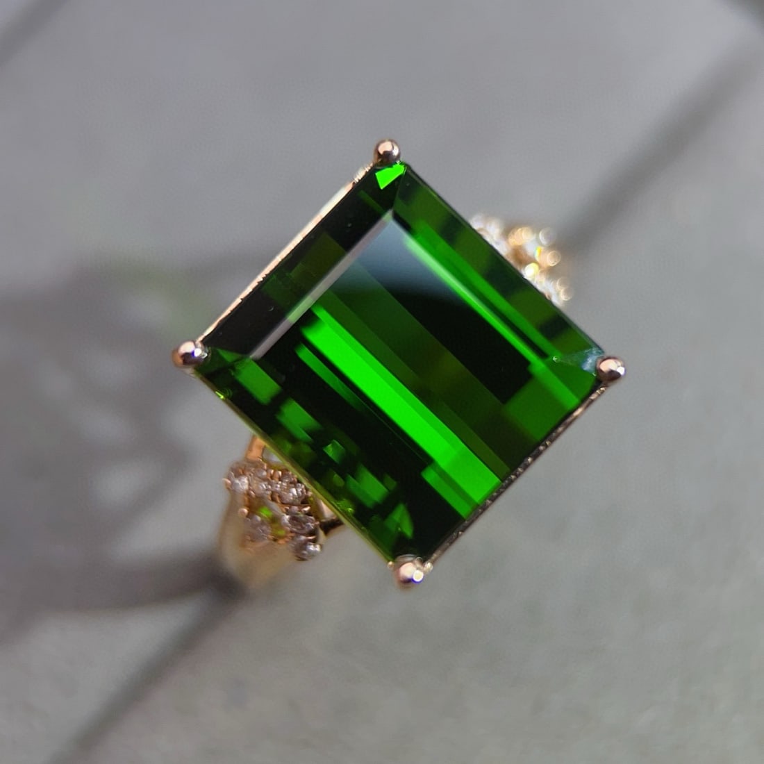 14k Gold 8.90 Ctw Natural Tourmaline & Diamond Ring - 3