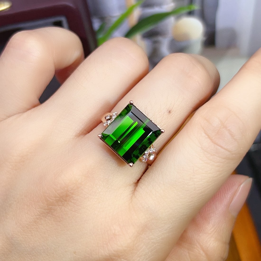 14k Gold 8.90 Ctw Natural Tourmaline & Diamond Ring - 6