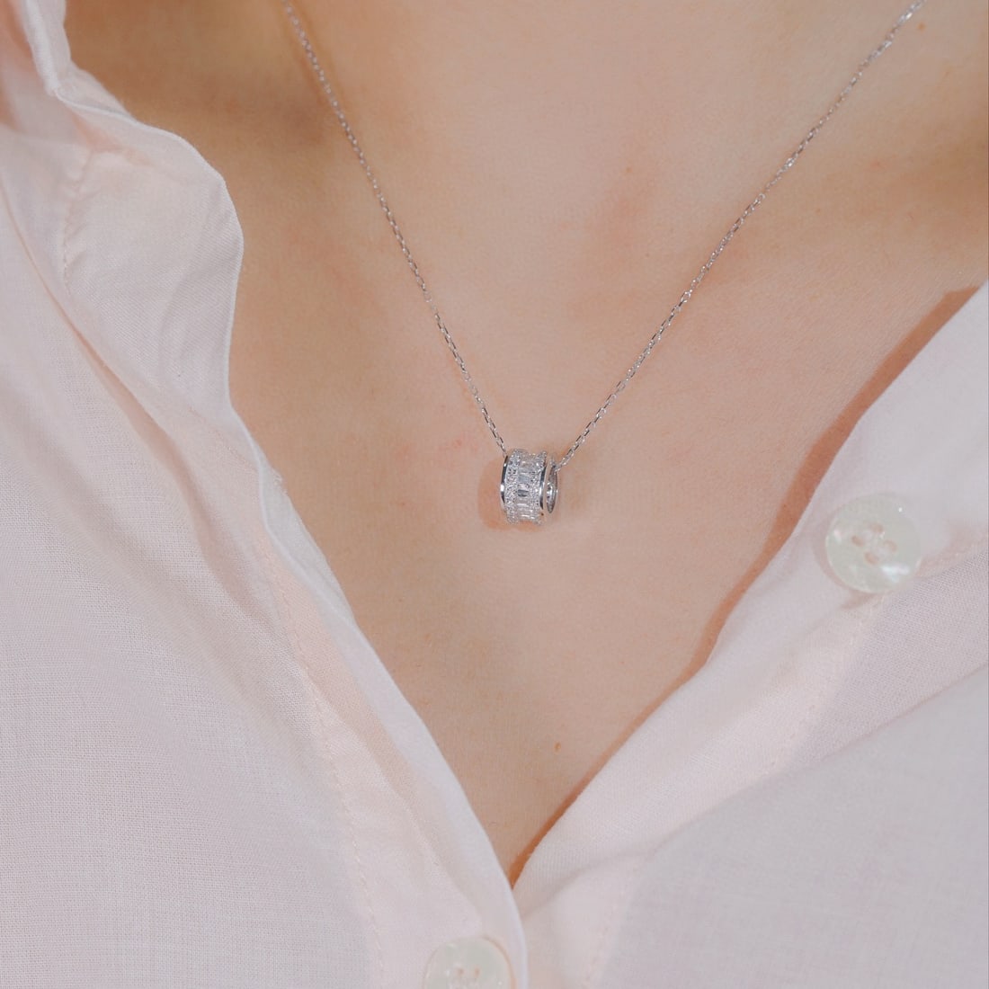 14k Gold 0.50 Ct Natural H Diamond Necklace - 6