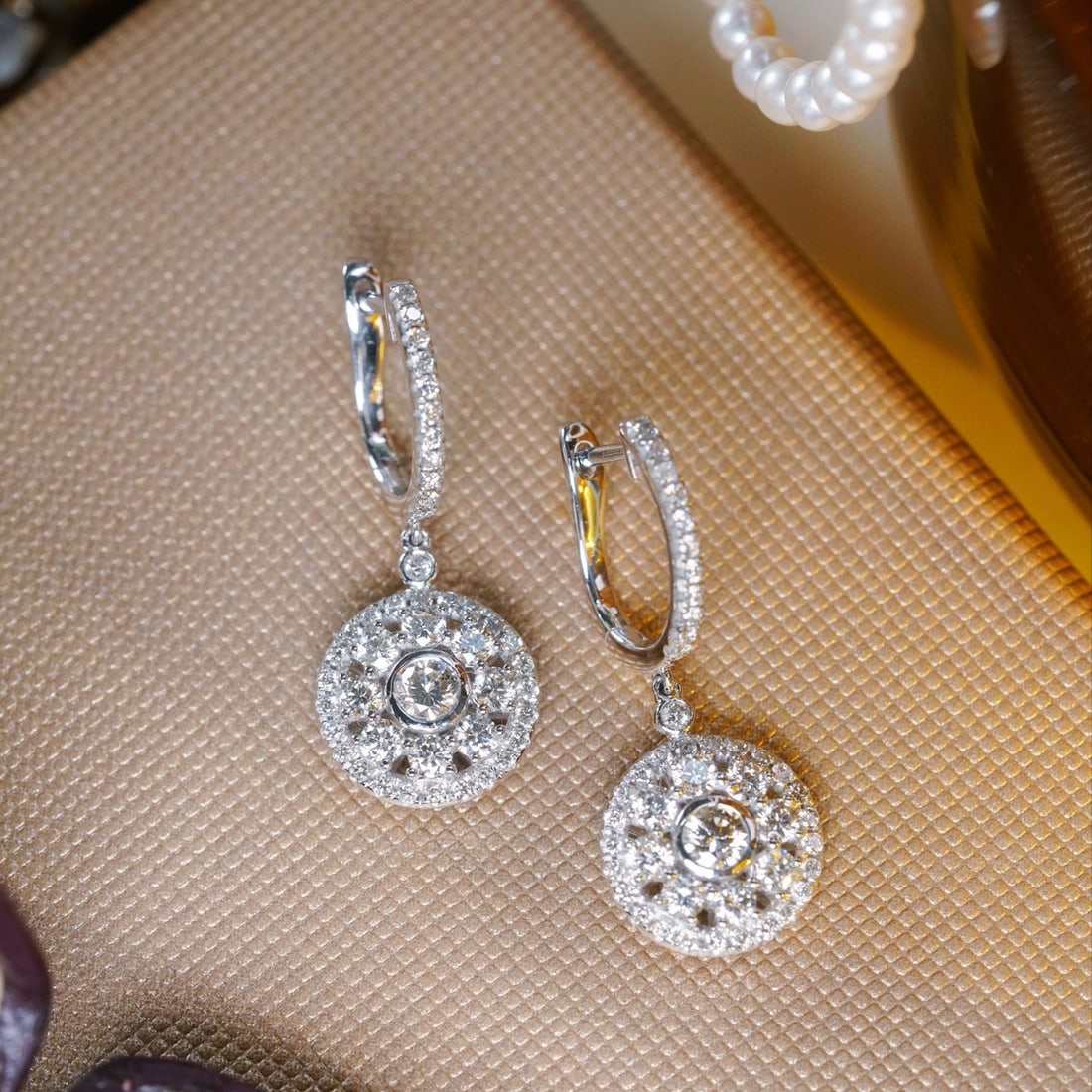 14k Gold 1.80 Ct Natural H Diamond Earrings - 4