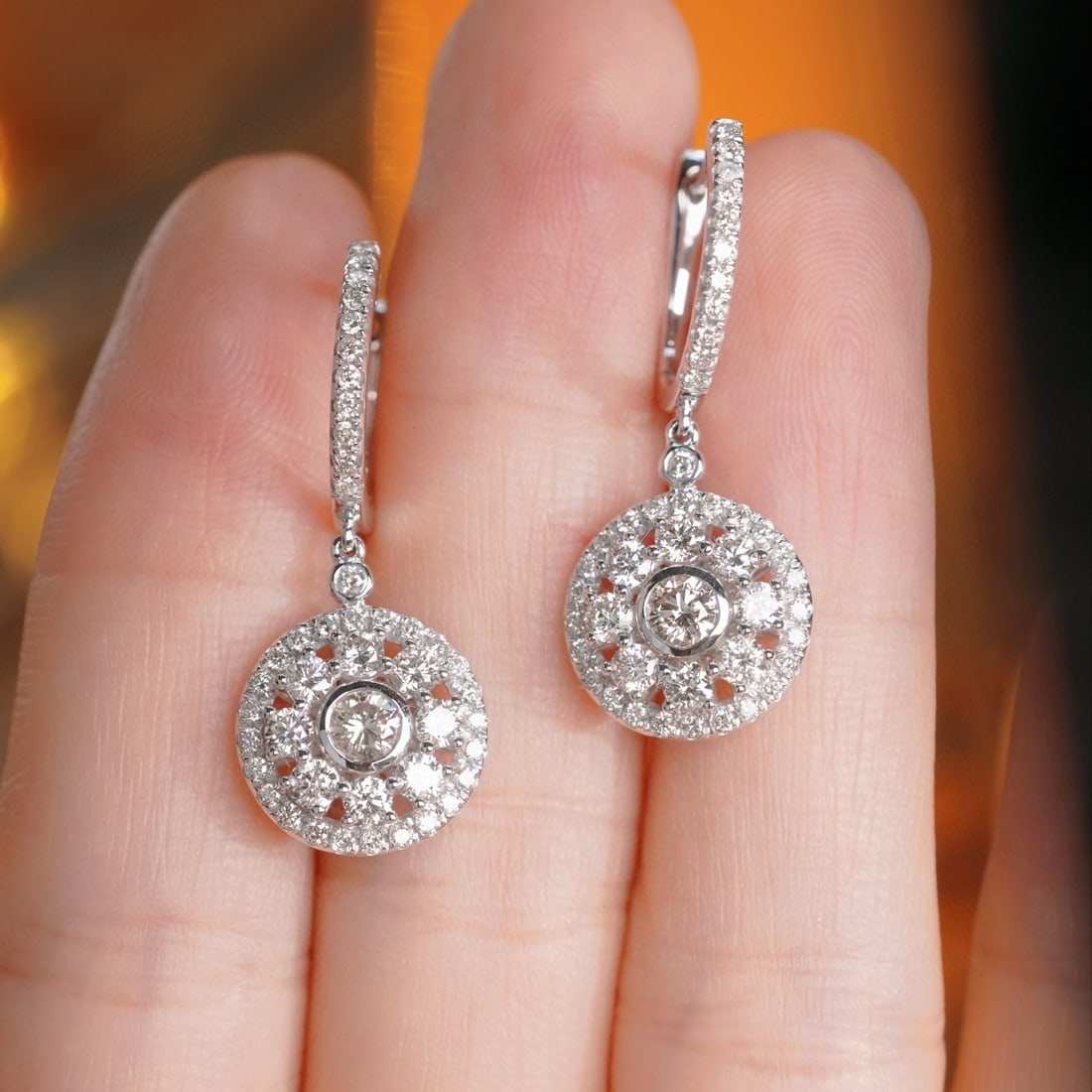 14k Gold 1.80 Ct Natural H Diamond Earrings - 5