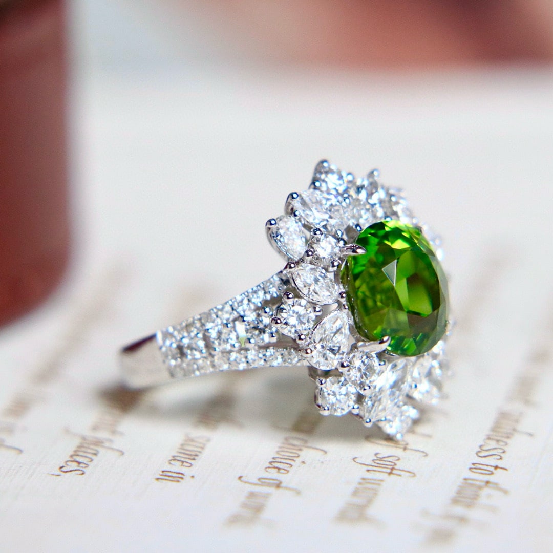 14k Gold 5.39 Ctw Natural Tourmaline & Diamond Ring - 2