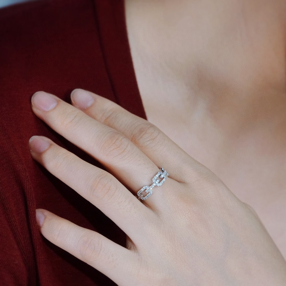 14k Gold 0.40 Ct Natural H Diamond Ring - 4
