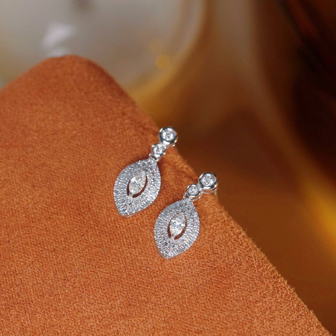 14k Gold 0.36 Ct Natural H Diamond Earrings - 8